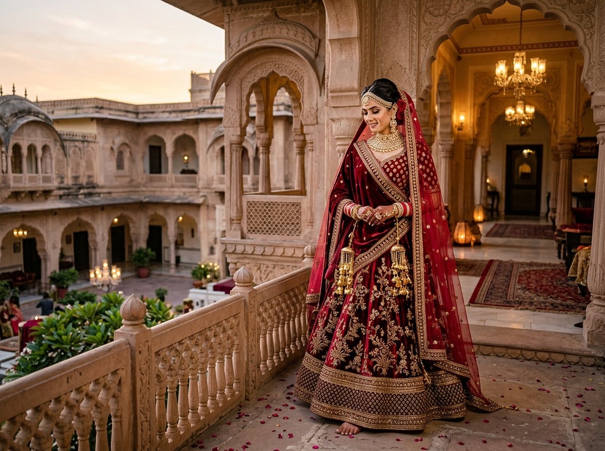 Opulent Bridal Velvet Lehenga